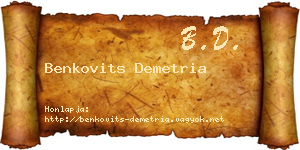 Benkovits Demetria névjegykártya